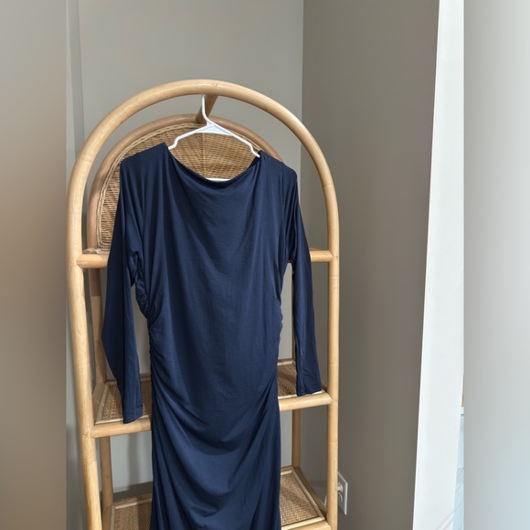 Abercrombie & Fitch Navy Long-Sleeve Draped Maxi Dress - Picture 4 of 4